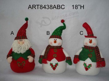 卸売サンタと雪だるまのクリスマスの装飾の贈り物-3asst