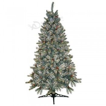 Wholesale 6.5Ft Pre-조명 된 시베리아 서리로 덥은 소나무 인공 크리스마스 트리 낮은 전압 led 공급(MY100.095.00)