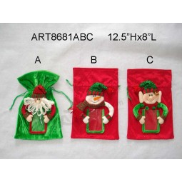 Wholesale 12.5"H Christmas Giftbag with PVC Cardholder, 3 Asst