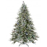 Wholesale 7.5FT LED Pre-Lit Snowy Pine Artificial Christmas Tree with Pine Cones and Multi-Color Lights (MY100.094.00)