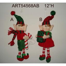 Wholesale 12"H Christmas Decoration Boy & Girl Elf -2asst