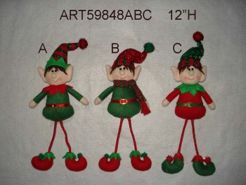 Wholesale Christmas Decoration Ornament Dangle Elf, 3 Asst