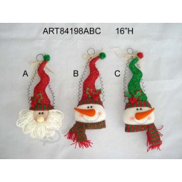 Wholesale 16"H Santa and Snowman Head Christmas Gift Craft-3asst