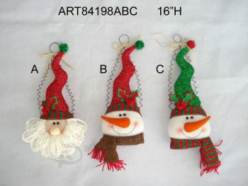 Wholesale 16"H Santa and Snowman Head Christmas Gift Craft-3asst