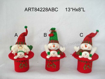 Venta al por mayor decoración de navidad sombrero de santa y muñeco de nieve gift-2sst