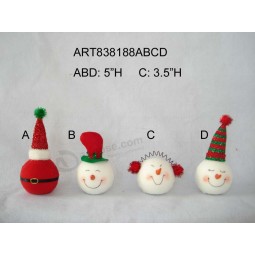 Wholesale Santa and Snowman Head Ornament, 4 Asst-Christmas Decoration Gift