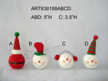 卸売サンタと雪だるまの頭の飾り、4つのasst-クリスマスデコレーションギフト