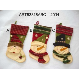 Wholesale Santa Snowman Stocking with Knitted Cuffs-Christmas Decoration