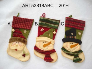 Wholesale Santa Snowman Stocking with Knitted Cuffs-Christmas Decoration