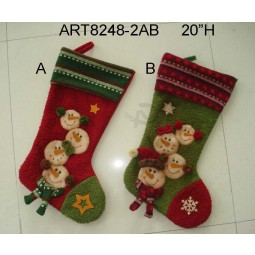 Groothandel stacking up snowman head stocking, 3asst-Kerstdecoratie