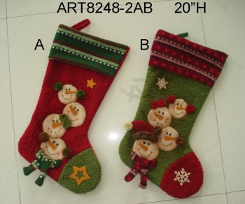 批发堆积雪人头袜，3asst-圣诞装饰