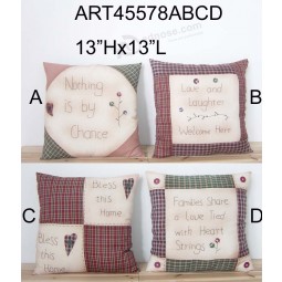 定制批发拼凑+手工缝制的乡村枕头家居装饰-4asst.