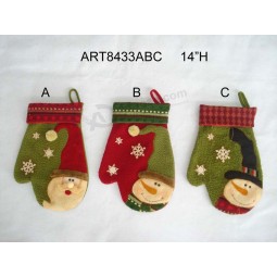Cheap Wholesale Christmas Decoration Santa Snowman Mitten, 3asst