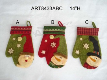 便宜的批发圣诞装饰圣诞老人雪人手套，3asst