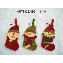 High Quality Santa Snowman Chritams Stocking Home Decoration, 3asst