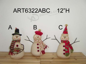 Atacado boneco de neve decoração de natal com braços de arame, 3asst