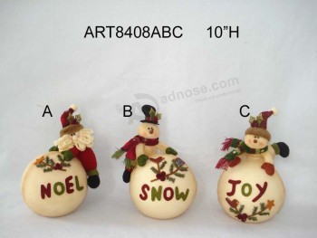 Père noël en gros, bonhomme de neige jouant des boules de neige, Noël décoration-3asst.