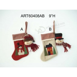 Wholesale Santa Snowman Stocking Ornament, 2asst.