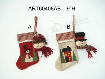 Wholesale Santa Snowman Stocking Ornament, 2asst.