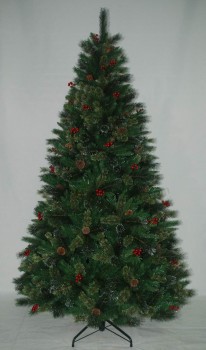 Arbre de Noël artificiel en gros réaliste avec chaîne de lumière multi couleur led décoration baie(AT2115)