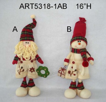 Wholesale Standing Christmas Santa and Snowman Gift, Holding Gifts