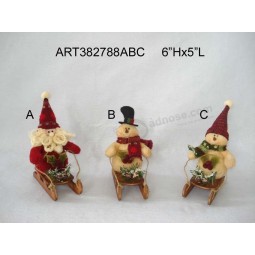 Wholesale Santa Snowman Christmas Gifts with Wooden Sled-3asst