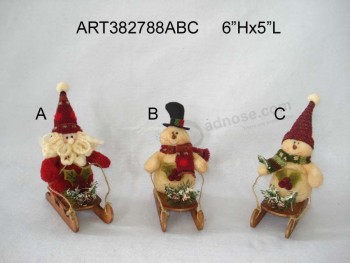 Wholesale Santa Snowman Christmas Gifts with Wooden Sled-3asst