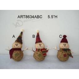 도매 삼 베 눈사람 크리스마스 트리 장식품 -3asst.