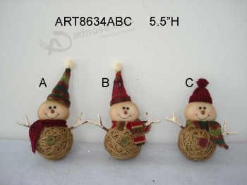 Wholesale Burlap Snowman Christmas Tree Ornament-3asst.