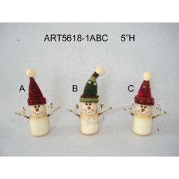 Adornos al por mayor de la decoración del árbol del muñeco de nieve del melcocha de la Navidad, 3asst