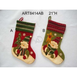 批发雪人长袜与针织袖口-圣诞装饰