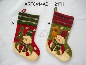 批发雪人长袜与针织袖口-圣诞装饰