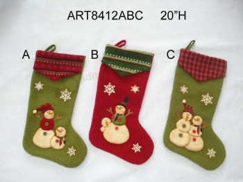 Groothandel pluche fleece kerst huisdecoratie sneeuwpop kous, 3asst