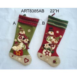 Wholesale Lighting up Christmas Decoration Santa Snowman Christmas Stockings, 2asst
