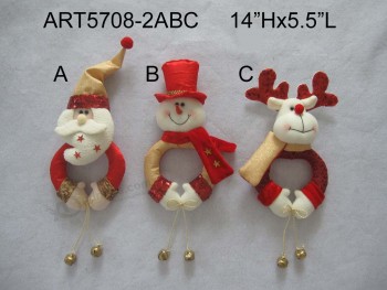 Vente en gros luxe santa bonhomme de neige porte-orignal avec jingle cloches, 3 asst-Décoration de noël