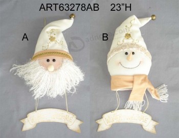 Wholesale Santa and Snowman Wall Plaque Christmas Decoration Gift-2asst.