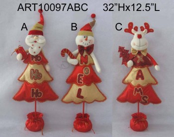 卸売メリークリスマスフィギュア木の贈り物、3 asst-クリスマスの装飾