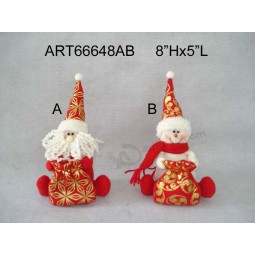 Wholesale Christmas Santa Snowman Holding Giftbag, 2 Asst-Christmas Decoration
