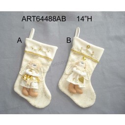 Wholesale Christmas Home Decoration Angel Stocking, 2asst