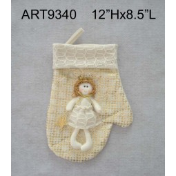 Custom Design Angel Christmas Decoration Gift Mitten in White and Gold