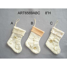 Wholesale Hand Embroidered Christmas Stocking Decoration-3asst
