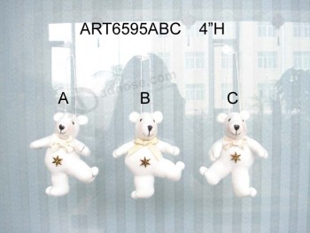 批发白色北极熊圣诞树装饰饰品-3asst