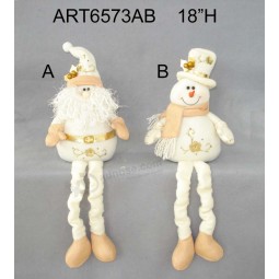 Wholesale Spring Legged Santa Snowman Christmas Gift with Luxury Hand Embroidery-2asst.
