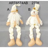 Groothandel spring legged santa snowman vakantie decoratie met hand borduren-2 asst