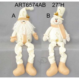 Atacado mola legged santa boneco de neve feriado decoração com mão bordados-2asst
