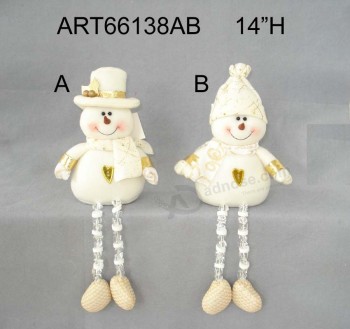 卸売アクリル脚付きサンタと雪だるまの休日の装飾、2asst