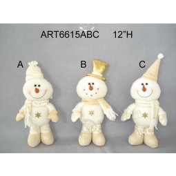 Wholesale White and Gold Standing Snowman Holiday Decoration-3asst
