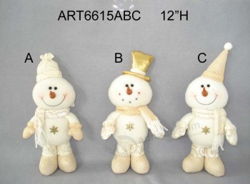 Atacado branco e ouro permanente boneco de neve feriado decoration-3asst