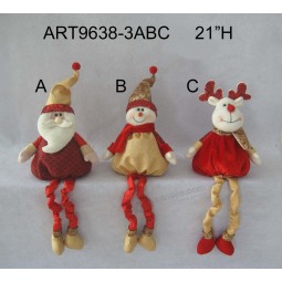 Wholesale Spring Legged Santa and Snowman Sitter Holiday Decoration Toys, 3 Asst-Christmas Decoration