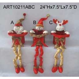 Groothandel spring legged with gift hat, 3 asst-Kerstdecoratie
